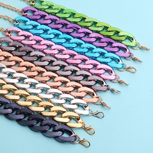 Bracciale Acrilico Lucido Personalizzato con Catena Metallica Colorata Stile Hip-Hop, <span class=keywords><strong>Accessori</strong></span> CCB Colorati per Feste, Miglior Prezzo - Product Image 1