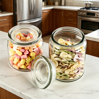 Lot de bocaux en verre ronds pour aliments, 350 ml, 500 ml, 800 ml, avec couvercle, pour épices, biscuits, sucre, farine, noix, rangement de cuisine et garde-manger