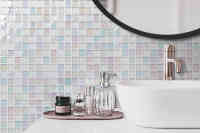 Carrelage mosaïque mural électrique, 7 pouces, cuisine, carré, verre de feu, mosaïque de cristal transparent