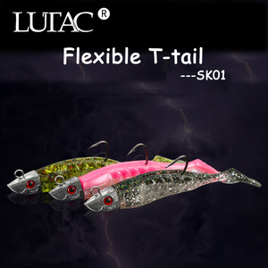 Pour LUTAC 110mm 25g basse truite <span class=keywords><strong>brochet</strong></span> <span class=keywords><strong>hiver</strong></span> mer <span class=keywords><strong>leurre</strong></span> artificiel PVC <span class=keywords><strong>souple</strong></span> appât avec tête de plomb et queue en T pour la pêche en rivière - Product Image 4