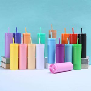 Nouvelle tasse en gros à double paroi en plastique transparent, gobelet en acrylique avec paille, disponible en plusieurs couleurs - Product Image 2