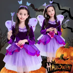 Ragazza carnevale vestire i bambini Halloween strega Cosplay vestito principessa Costume da giardino fata abito con le ali