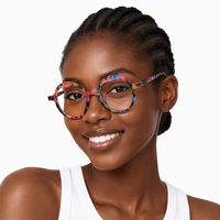Vente en gros de lunettes rétro TR90 pour ordinateur lunettes rondes en bleu bleu bloquant la lumière anti-dérapant lunettes matériau de lentille AC solide