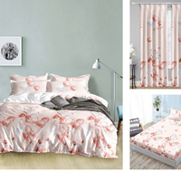 Impression 3D 100% polyester impression numérique coeur amour fleur ensemble de literie avec rideau assorti ensemble de literie moderne draps de couette