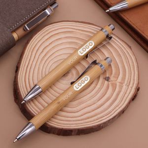 Stylo bille en bambou personnalisé de haute qualité avec logo, écologique et recyclé, souvenir promotionnel - Product Image 4