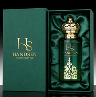 Flacon de parfum turquoise 50ml 100ml avec couvercle couronne et décor doré, conteneur de parfum personnalisé avec logo, OEM, marque privée, vente en gros