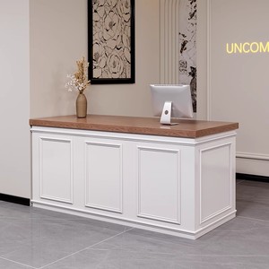 Muebles Modernos y Sencillos para Barbería y Salón de Belleza, Mostrador de Madera Sólida para Servicio y Recepción - Product Image 4