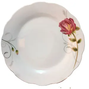 lotus shape porcelain flat plates, dessert plate ceramic, flat plate porcelain with cut edge