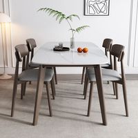 Ensemble table et chaises de salle à manger 4 places en marbre artificiel de style italien pour usage domestique ; design minimaliste pour espaces compacts ; table de salle à manger moderne