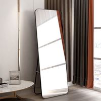 Miroir sur pied pleine longueur personnalisable or/noir moderne pour usage cosmétique dans la chambre et le dortoir (vente en gros)