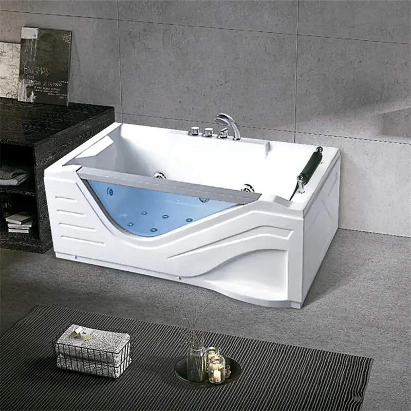 Glass luxurious Jet Massage Bath tub With TV And Colored Bubble Whirlpool Bathtubs