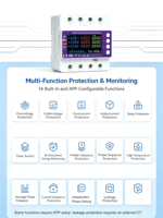 Disjoncteur intelligent WiFi Tuya triphasé 100A avec compteur d'énergie, protection contre les surtensions et les sous-tensions, interrupteur à distance pour la maison