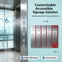Autocollant Braille en Acier Inoxydable pour Ascenseur, Boutons Tactiles Accessibles, Étiquette Braille ADA Personnalisable pour Aveugles