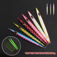Leurres métalliques de jigging phosphorescents pour plaques de fer, coulants rapidement, 100-400g, leurres artificiels lourds avec hameçons ; leurres de pêche