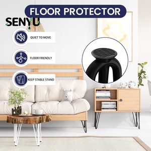 Pieds de table en métal noir avec vis et protections pour le sol, pieds de bureau modernes en fer - Product Image 6