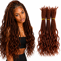 Extensions de dreadlocks 100% cheveux humains vierges doublement étirés pour tresses bouclées ondulées de type caucasien, faits à la main au crochet, micro-liens
