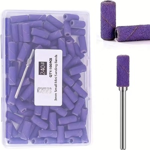 100pcs Nail <b>Drill</b> Bits Sanding Bands with Upgrade 3.1mm Mandrel Bit 180 Fine Grit Nail File Sanding Bands - Product Image 1