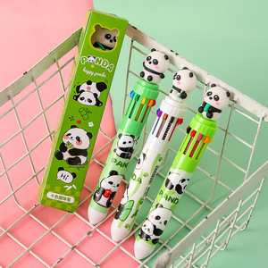 Exhibition New Panda 10 Color Ballpoint <b>Pen</b> Push Button Multi Function <b>Pen</b> Gift <b>Set</b> For Students <b>Notebooks</b> - Product Image 2