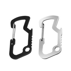 Mosquetón de Acero Inoxidable con Anillo en D, Herramienta Multiusos, Abrebotellas, Llavero, Llave Inglesa Portátil para Defensa Personal al Aire Libre - Product Image 1