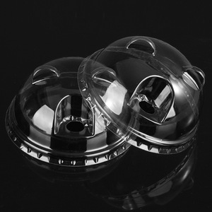 ฝาปิดแก้วแพนด้าแบบใช้แล้วทิ้ง ขนาด 90 มม. 95 มม. ทำจากพลาสติก PET ใส รูปทรงครึ่งวงกลม สำหรับภาชนะบรรจุเครื่องดื่ม - Product Image 1