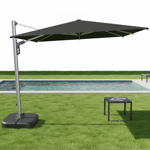 <span class=keywords><strong>Parasol</strong></span> Roma Premium pour petit patio, en aluminium, avec bras en fonte d'aluminium, pliable, imperméable, pour meubles d'extérieur - Product Image 2