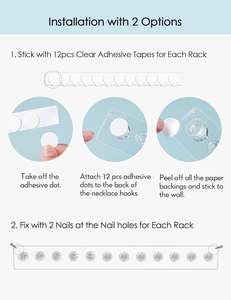 Porte-collier Acrylique Cintre Mur Mont Organisateur Bijoux Crochets pour Colliers BraceletsChains titulaire - Product Image 5