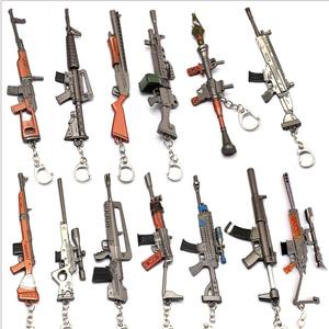 Mini Exquisite Cartoon-Style Keychain Fashionable Zinc Alloy Sub Machine Automatic Rifle and Gun Knife <b>Metal</b> <b>Fans</b> Key Ring - Product Image 4