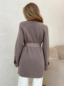 Cárdigan de punto grueso de alta calidad para <span class=keywords><strong>mujer</strong></span>, estilo casual, con frente abierto, liso, tipo suéter o chaqueta - Product Image 3