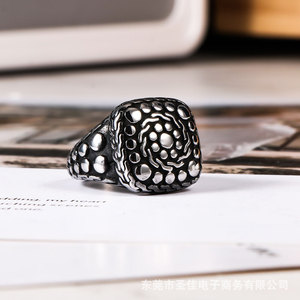 Retro Pebble Pattern <b>Titanium</b> Steel <b>Ring</b> Men's Fashion Accessory SA234 - Product Image 1