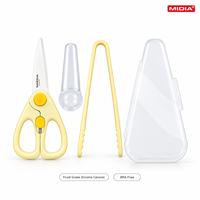 Ciseaux à aliments pour bébé en céramique FDA LFGB, ensemble portable avec pince de sécurité et étui de protection, OEM
