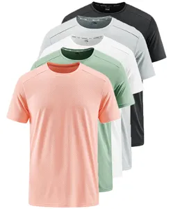 Camiseta base de fitness diario de verano para hombre, estampado de malla sólida y Jacquard, de secado rápido, transpirable y que absorbe la humedad para correr