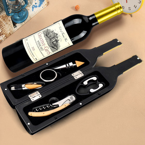 2024 Thiết Kế Mới Mở Rượu Vang Bộ Quà Tặng Thanh Phụ Kiện 5 Pcs Hình Dạng Chai Rượu Vang Corkscrew Với Lá Cắt Rượu Vang Pourer Và Stopper - Product Image 4