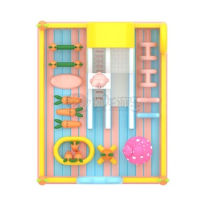 Château gonflable géant WOLONG 10x8x5m, motif lapin mignon, avec toboggan et parcours d'obstacles, capacité supérieure à 500 kg, en PVC commercial pour l'extérieur, pour enfants - Product Image 3