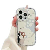 Coque de couple antichoc en TPU effet miroir patte de chat creuse pour iPhone 17/16 Pro, iPhone 15 Max et Mate 70