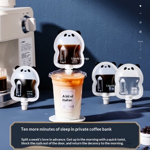 Personalized Design Cute Panda Shaped Mini Spout Doypack Manufacturer Custom Screw Cap <b>Coffee</b> Spout Pouch Espresso <b>Liquid</b> Pouch - Product Image 4