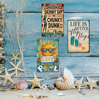 Juego de Letreros Metálicos Vintage para Piscina y Playa, Decoración Retro Tropical de Verano para Pared, Hogar, Bar, Cueva del Hombre, Patio, Piscina