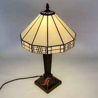 Lampe de table en verre Tiffany style rétro européen, base en résine, processus de soudure artisanal, verre réglable