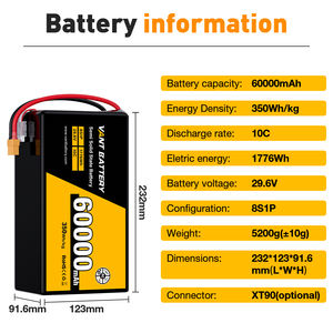 Fpv 8s סוללה מזל "ט 29.6v 60000mah סוללת ליתיום פולימר עבור צילום אווירי & מירוץ & מזל" טים תעשייתיים - Product Image 3