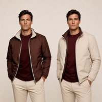 Veste matelassée réversible pour homme, rembourrée de coton, col montant, coupe-vent, polyester, élasthanne, légère, vêtements décontractés pour l'extérieur