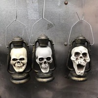 Kit d'éclairage moderne en plastique pour Halloween, suspension lumineuse squelette avec yeux rouges et verts, surface bronze, pour décoration de fête et de porche