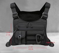 Chaleco Táctico, Chaleco Deportivo, Bolsa de Pecho, para Motociclismo, Caza, Entrenamiento, Pesca, Senderismo, Camping