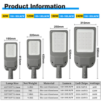 Lampadaires LED d'extérieur étanches IP66 en aluminium 75W 120W 180W 240W pour projets municipaux et de construction (OEM/ODM)