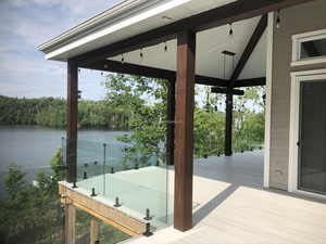 YL Easy DIY Glass Black 316 Outdoor House Terrace <strong>Porch</strong> Glass Pool Fence Spigot Balustrade Glass Fence Balcony Railing