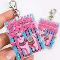 Porte-clés Llama en gros : « Fini les drames » – Breloque en acrylique, cadeau humoristique animalier, vente en gros