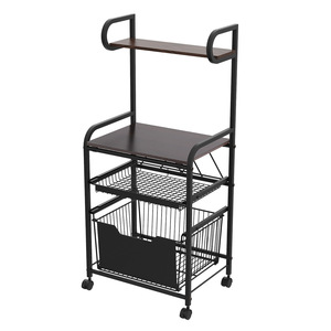 Étagère de rangement de cuisine multifonctionnelle <span class=keywords><strong>avec</strong></span> plateau coulissant, <span class=keywords><strong>chariot</strong></span> de rangement mobile à plusieurs niveaux pour <span class=keywords><strong>four</strong></span> à micro-ondes - Product Image 1