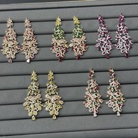 Boucles d'oreilles pendantes TIANSHE de luxe multicolores en zircon, motif sapin, accessoire de mode pour femme