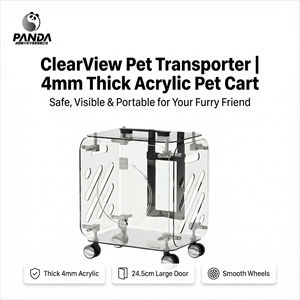 कुत्तों के लिए चार पहिया पर्यावरण अनुकूल पालतू ट्रॉली मामला 10 किलोग्राम क्षमता के साथ एक्रिलिक पारदर्शी पोर्टेबल कुत्ते गाड़ी - Product Image 4