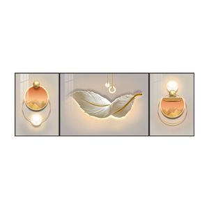 Peinture Décorative Murale en Porcelaine de Cristal de Luxe Moderne, Impressions HD sur Toile de Plumes pour Salon - Product Image 6