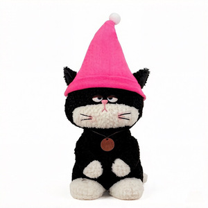 Cute Grumpy <b>Cat</b> Plush Doll With Pointed Pom Pom <b>Hat</b> Soft Stuffed Kitten Toy For Kids Birthday Gift Home Room Decoration - Product Image 6