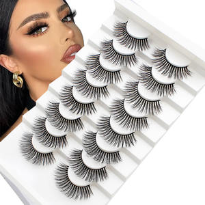 Fabbrica diretta 3D fatto a mano soffice capelli sintetici ciglia 8 paia di strisce complete Set di strumenti di bellezza per il trucco all'ingrosso - Product Image 1